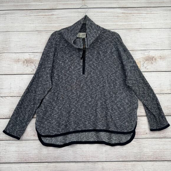 Saturday Sunday Anthropologie 1/4 Zip Pullover Womens Small Gray High Low Hem - Picture 1 of 12